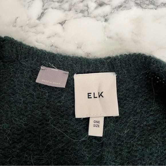 ELK Kulture Wrap Poncho Olive Green Pink Gray Colorblock Wool Alpaca Blend OS - Picture 11 of 13